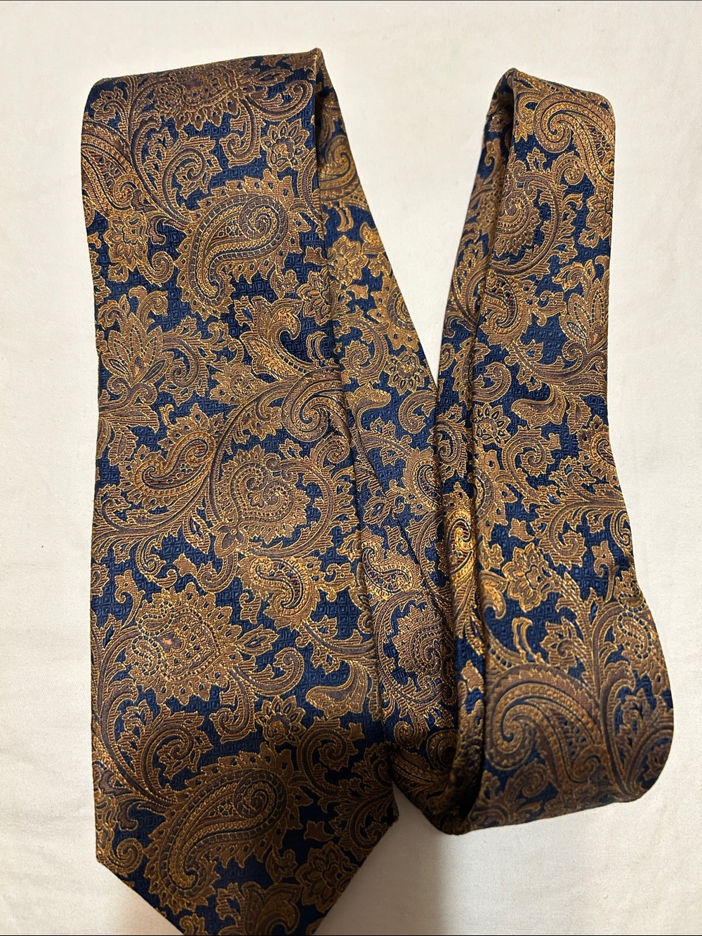 Jos. A. Bank Navy and Gold Paisley Silk Tie